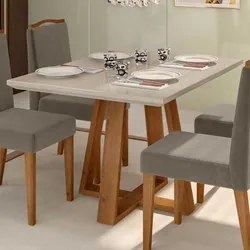 Mesa de Jantar Quadrada 136cm Gran Noa N04 Off White/Ipê - Mpozenato