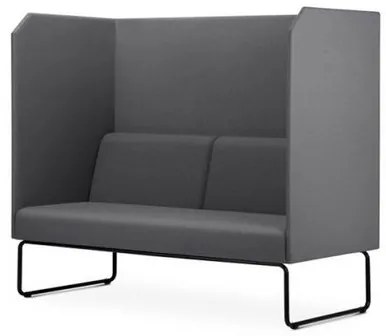 Sofa Privativo Pix com Divisoria e Assento Crepe Cinza Base Aco Preto - 55081 Sun House
