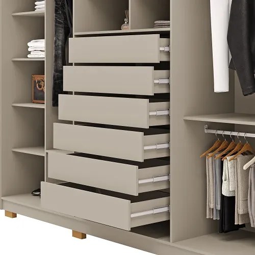 Guarda Roupa Com Espelho Dubai Majestic 6 Portas e 6 Gavetas Fendi - Vila Rica Móveis