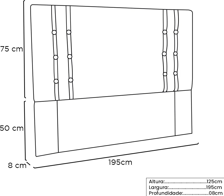 Cabeceira Cama Box King 195 cm Genova Linho S04 - D'Rossi - Areia