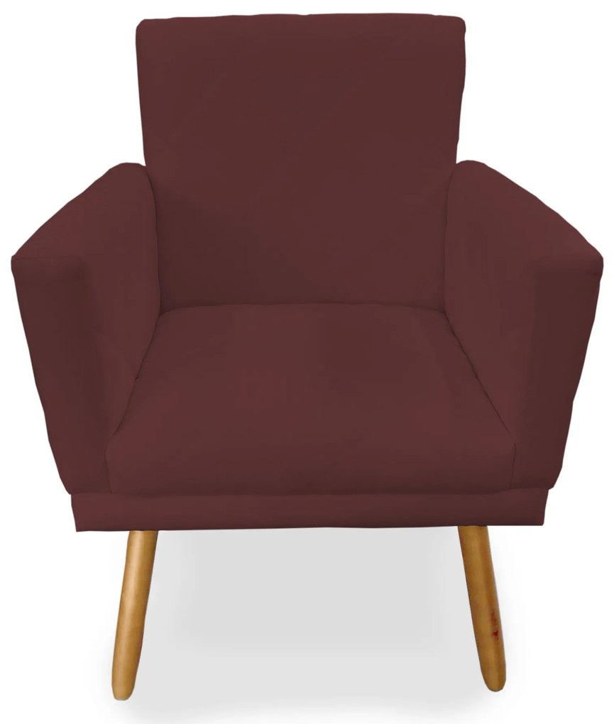Poltrona Decorativa Lívia Pés Palito Suede Bordô - Sheep Estofados - Vermelho escuro