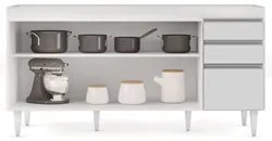 Balcão Gabinete 160cm Sem Tampo 4 Portas 2 Gavetas Arkansas Branco - L