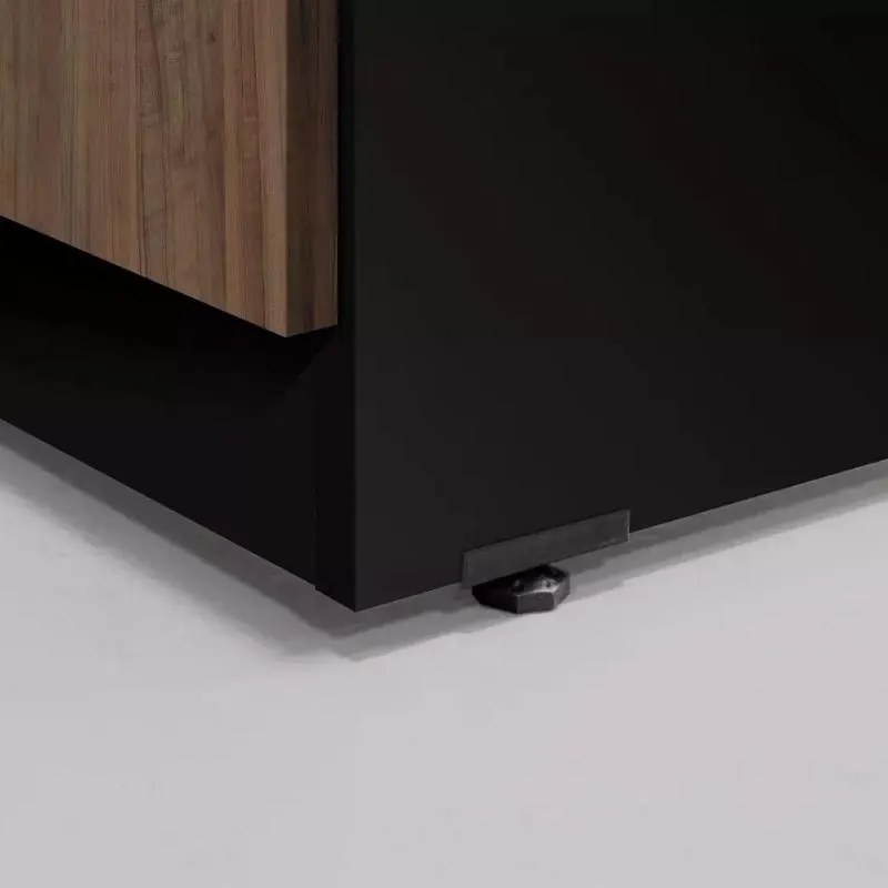Mesa L Diretor Escritório 170x160 Marrom Preta C/ Tampo