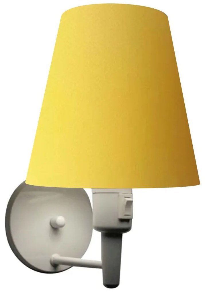 Arandela Cone Md-2013 Branco C/ Inter Liga e Desl Cúpula em Tecido Amarelo - Bivolt