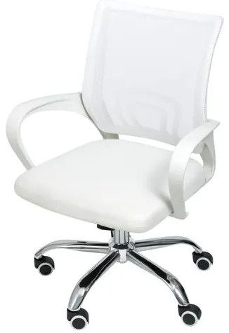 Cadeira Office Osorno Tela Mesh Branca com Base Rodizio Cromada - 47407 Sun House