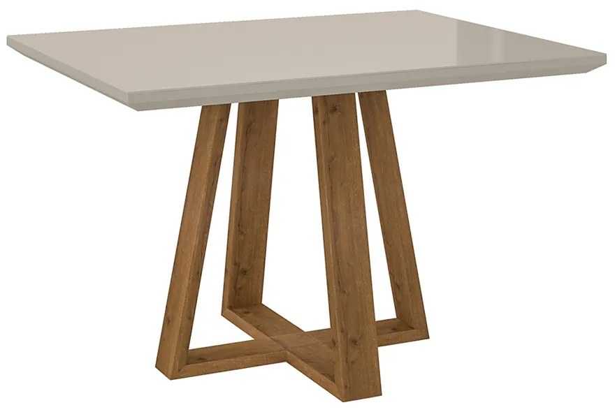 Mesa de Jantar Brenda 160x90 Cm Off White Com Base de Madeira Ipê N01 - D'Rossi