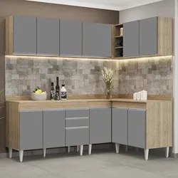 Armário de Cozinha Modulado de Canto 6 Peças CP29 Balcão com Tampo Cas