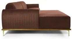 Sofá 350cm 6 Lugares com Chaise Esquerdo Pés Gold Molino C-276 Veludo