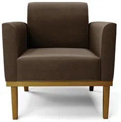 Sofá Namoradeira e 1 Poltrona Base Madeira Castanho Maressa Suede Marr