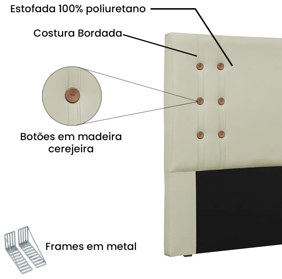 Cabeceira Gênova Para Cama Box King 195 cm Corino - D'Rossi - Bege