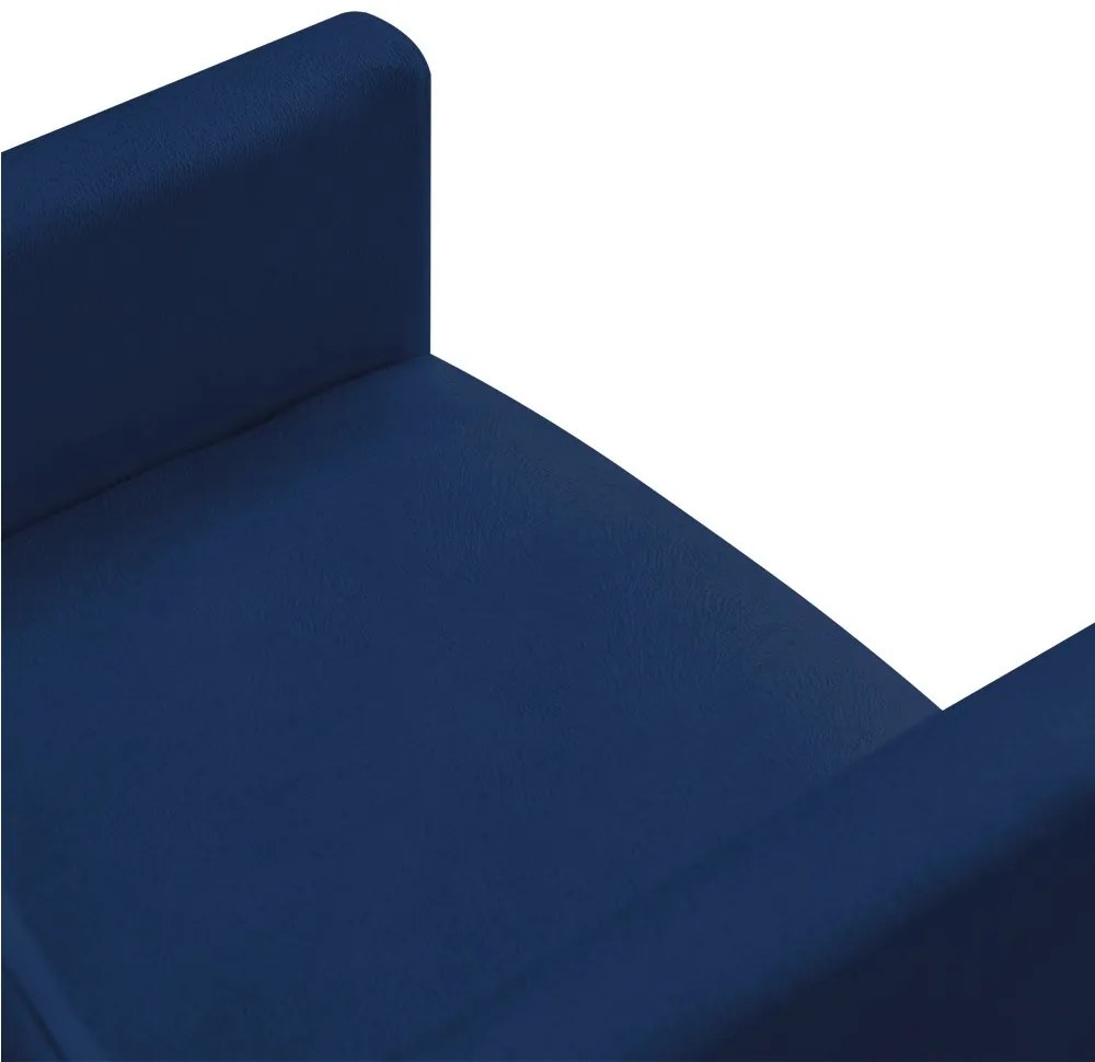 Poltrona Nina Suede Azul Marinho Pés Palito Castanho M11 - D'Rossi