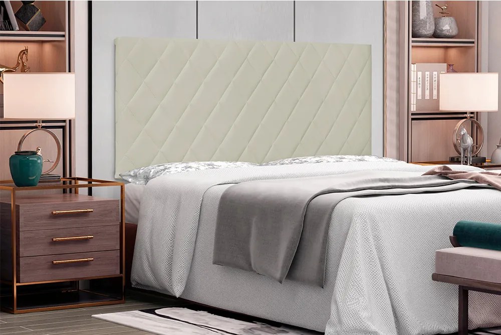 Painel Dubai Para Cama Box King 195 cm Corino S04 - D'Rossi - Bege