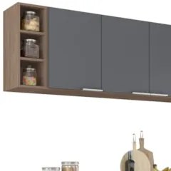 Armário de Cozinha CP12 e Tampo 118cm Pérola M24 Freijó/Grafite - Mpoz