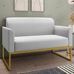 Poltrona Namoradeira 2 Lugares Base Industrial Dourada Maressa A05 Lin