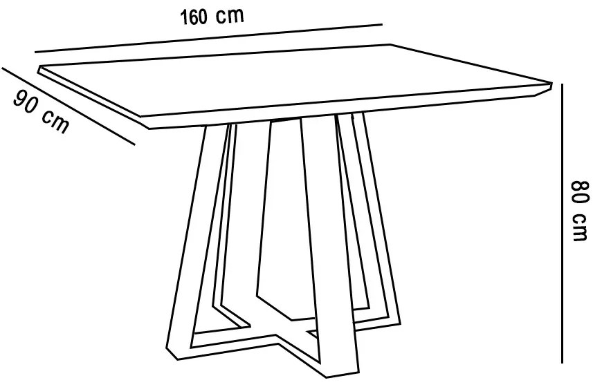 Mesa de Jantar Brenda 160x90 Cm Off White Com Base de Madeira Ipê N01 - D'Rossi