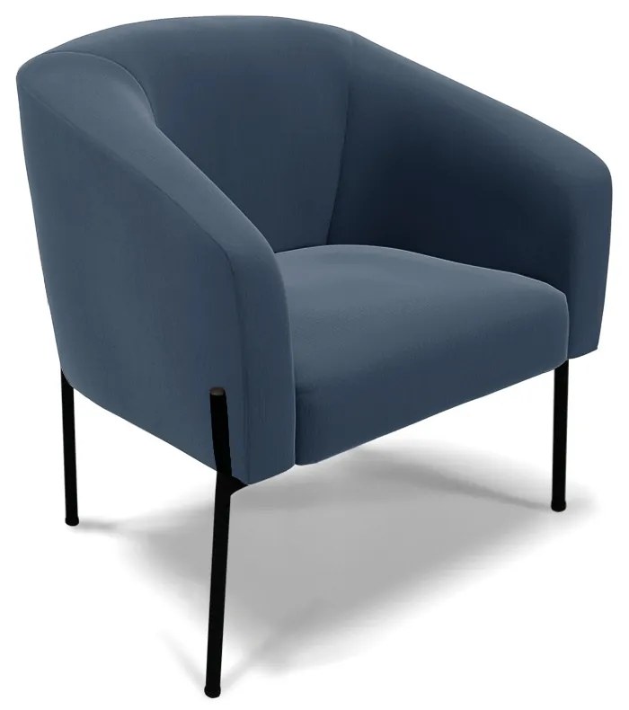 Namoradeira e 2 Poltronas Pé de Ferro Preto Stella Suede D03 - D'Rossi - Azul Marinho