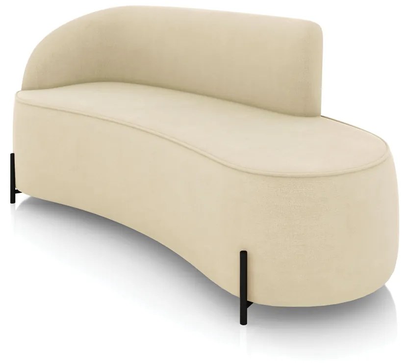 Sofá 3 Lugares Orgânico 180cm Pé Ferro Preto Morgan Suede D03 - D'Rossi - Bege