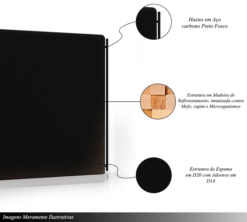 Cabeceira Design para Cama de Casal Bezos Pés em Madeira Veludo Preto G91 - Gran Belo