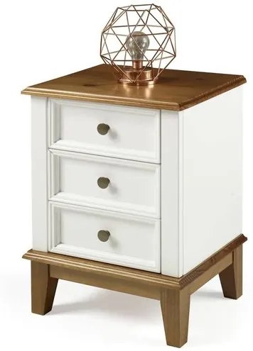 Mesa de Cabeceira Filipa 3 Gavetas cor Branco 42cm - 64398 Sun Houser