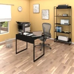 Conjunto Escritório Mesa 90 e Estante Studio Industrial Z28 Preto - Mp