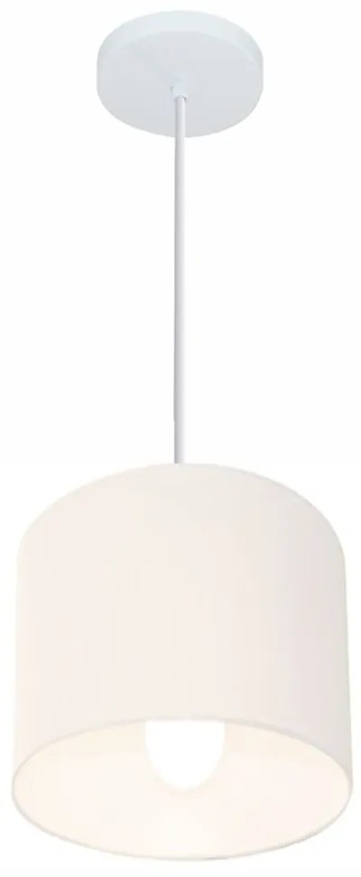 Lustre Pendente Cilíndrico Md-4046 Cúpula em Tecido 18x18cm Branco - Bivolt