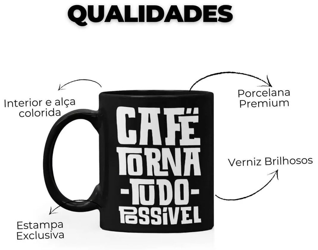 Kit Copo Térmico com Abridor e Caneca Café Torna Tudo Possível