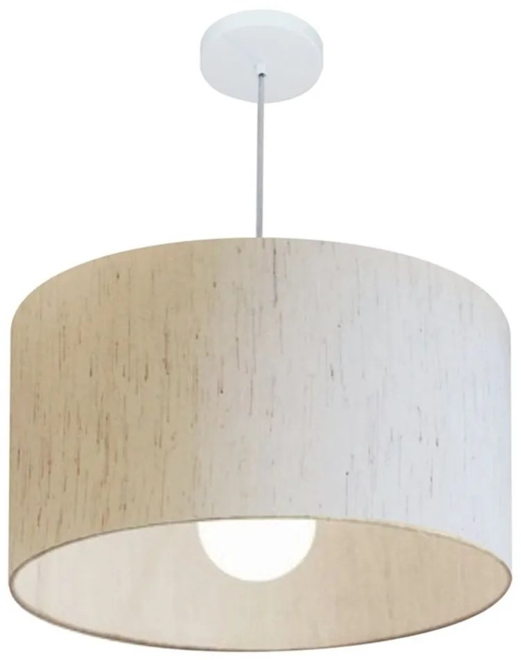 Lustre Pendente Cilíndrico Md-4169 Cúpula em Tecido 60x30cm Linho Bege - Bivolt