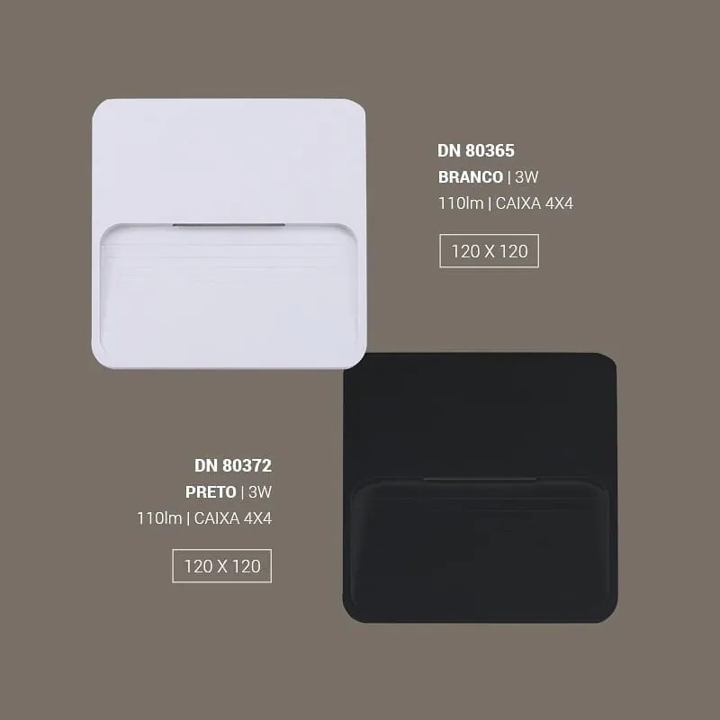 Balizador Fit Sobrepor 2W Led 3000K Ip65 Branco 12X12X1,2Cm | Opus Dn... (Branco)