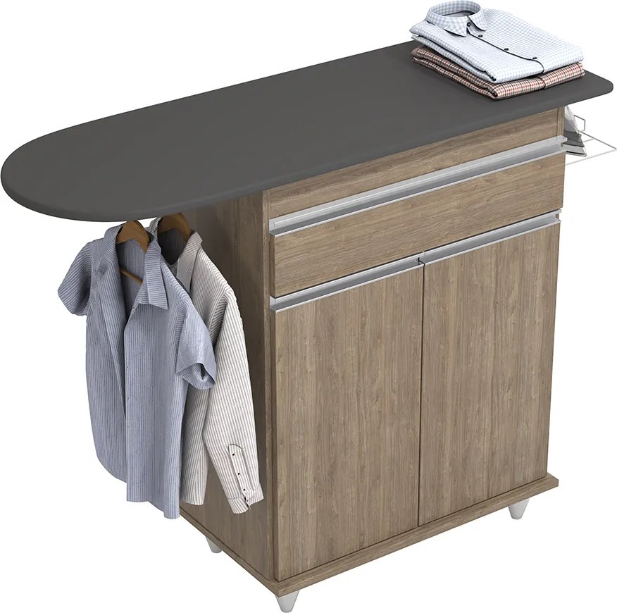 Tábua de Passar com Balcão 02 Portas Alice Castanho 119 cm L06 - D'Rossi