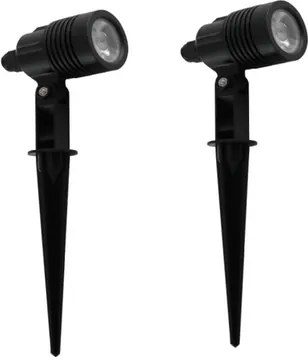 Kit 2 Espetos Led Abs Preto 3w 38° 3000k Ip65 Optical