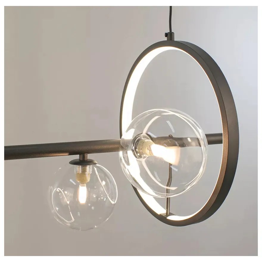 Pendente Versus 30X28X90Cm Metal Preto E Vidro Transparente 07Xg9 + Le...