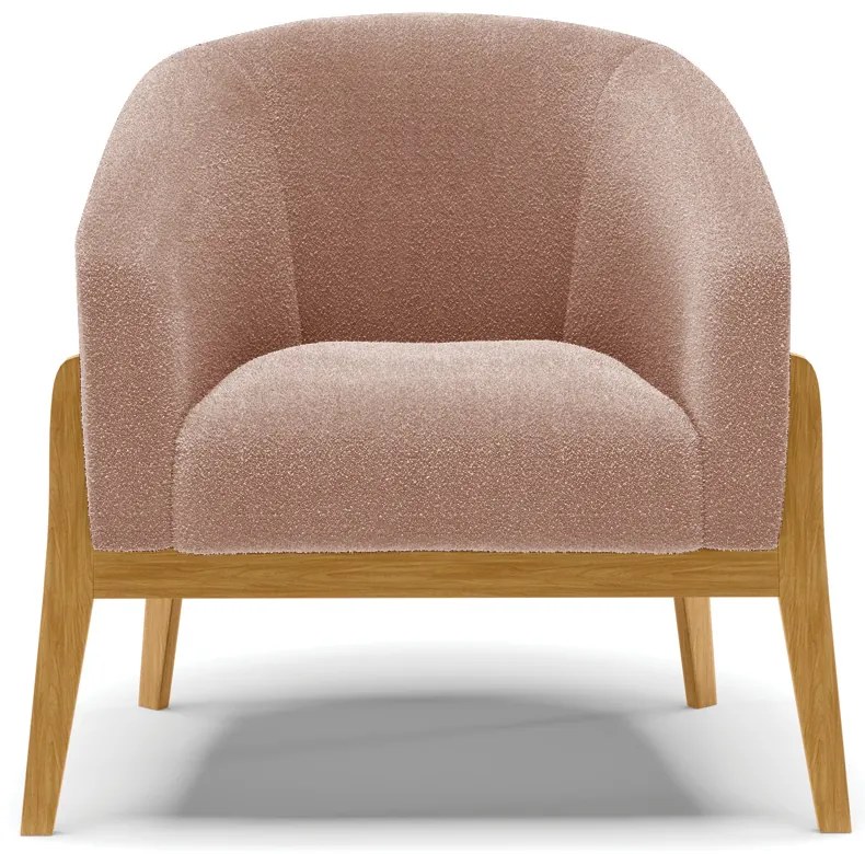 Poltrona Decorativa Base Madeira Stella PU Preto/Bouclê D03 - D'Rossi - Rose