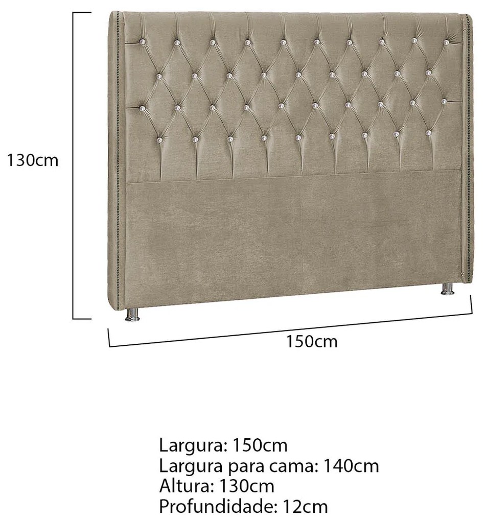 Cabeceira Casal Tóquio P04 140 cm Suede - ADJ Decor