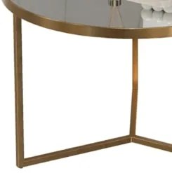 Mesa de Centro Redonda Alta Pé Metal Thor Espelho/Dourado E05 - Mpozen