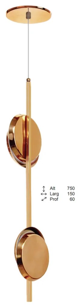 Pendente Eclipse Duplo Linear Vertical Longo 06X15X75Cm Discos Metal A... (PRETO, 110V)