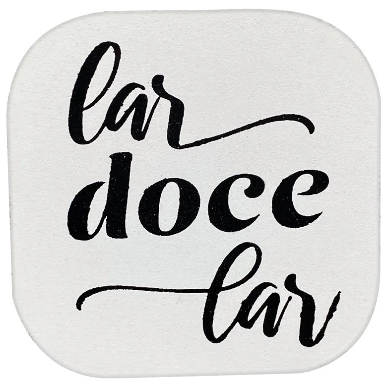 Suporte Decorativo de Madeira Lar Doce Lar Branco 6x6x5 Cm - D'Rossi