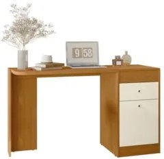 Penteadeira Escrivaninha com Espelho 129cm Mandi A02 Off/Cinamomo - Mp