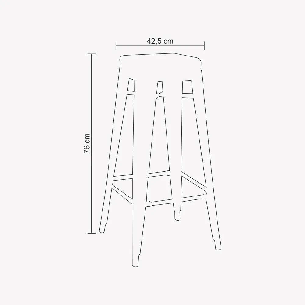 Banqueta Alta Iron Preto Base Metálica R02 - D'Rossi