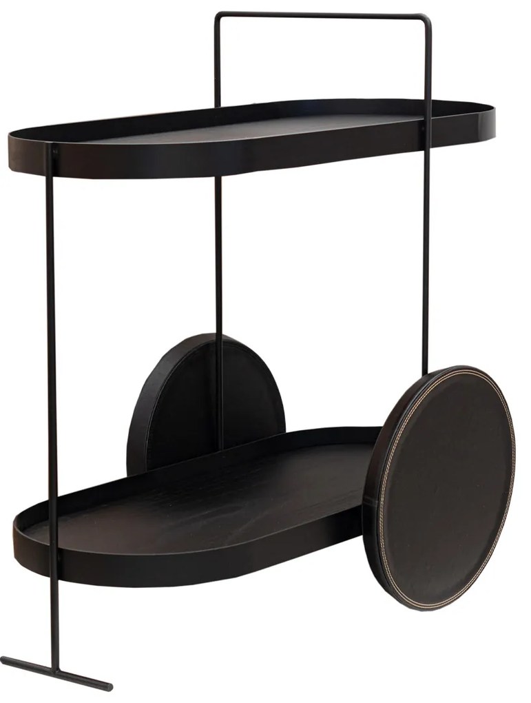 Carrinho Bar Art Deco Revestido - Preto c/ Tecido Kourissimo  Kleiner