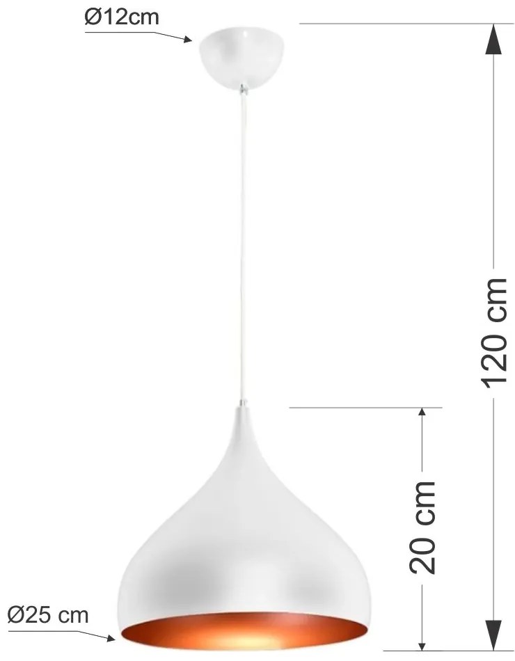Pendente Gota Mini Alumínio RPX Branco/Cobre Gold 25cm -Startec Bivolt