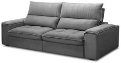 Sofá Retrátil 3 Lugares com Porta Copo 250cm Andes F05 Veludo Cinza -