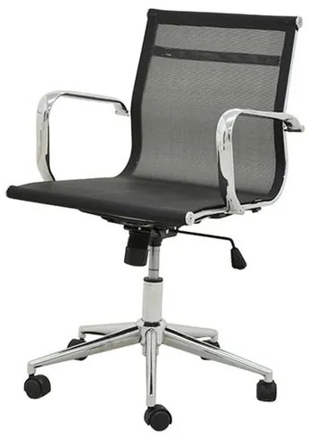 Cadeira Sevilha Eames Baixa Cromada Tela Preta - 38053 Sun House