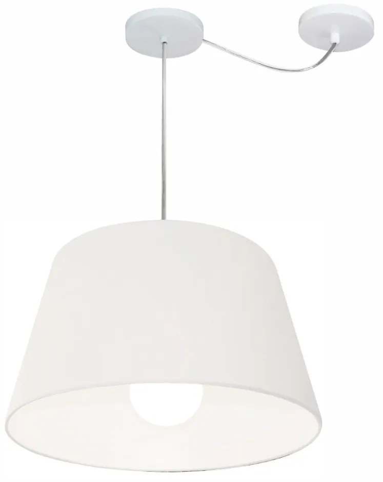 Lustre Pendente Cone Com Desvio Md-4273 Cúpula  21/30x40cm Branco - Bivolt
