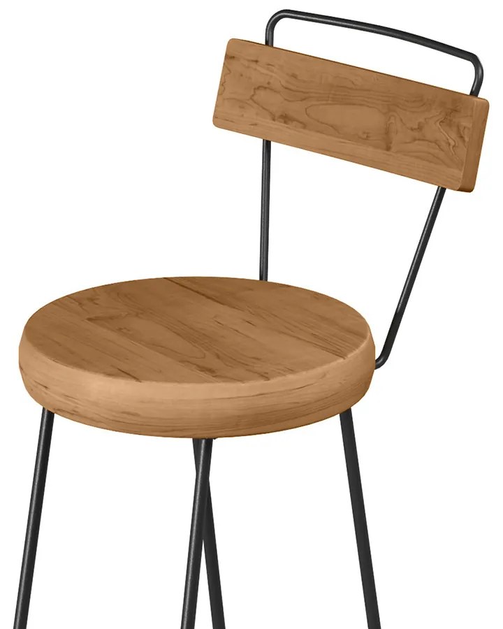 Kit 2 Banquetas com Encosto Estilo Industrial Aurora Peroba - Loja Sheep - Marrom