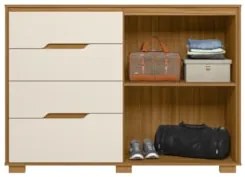 Cômoda Para Quarto 4 Gavetas 147cm Gênova Z17 Freijó/Off White - Mpoze