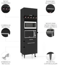 Paneleiro de Cozinha Torre Quente Pérola Z34 Preto - Mpozenat