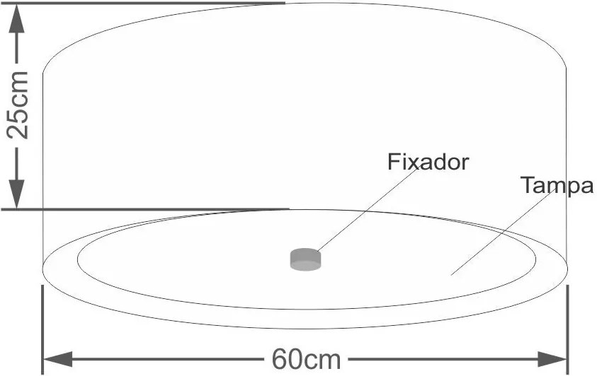 Plafon Para Sala de Estar Cilíndrico SE-3008 Cúpula Cor Algodão Crú Branco