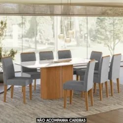 Mesa de Jantar Retangular 180cm 8 Lugares Flex Zuni Ypê/Off N02 - Mpoz
