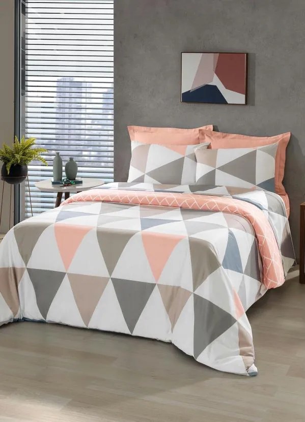 Jogo de Cama Rosa Queen 4 Peças