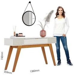 Aparador Para Sala de Estar Valerie Com Espelho Adnet 67cm C05 Preto/O